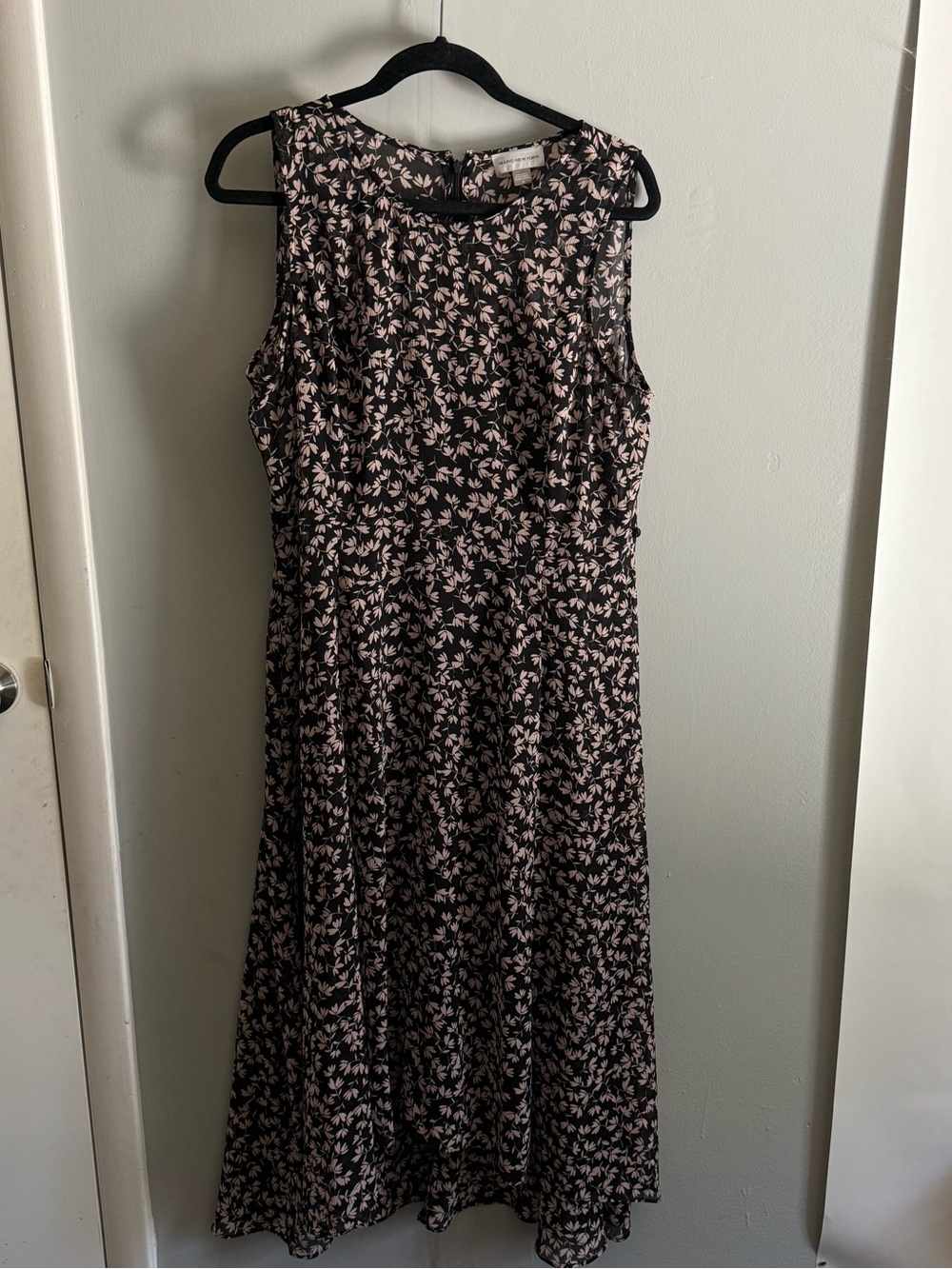 Marc New York Black Maxi Dress with Pink Leaf Print